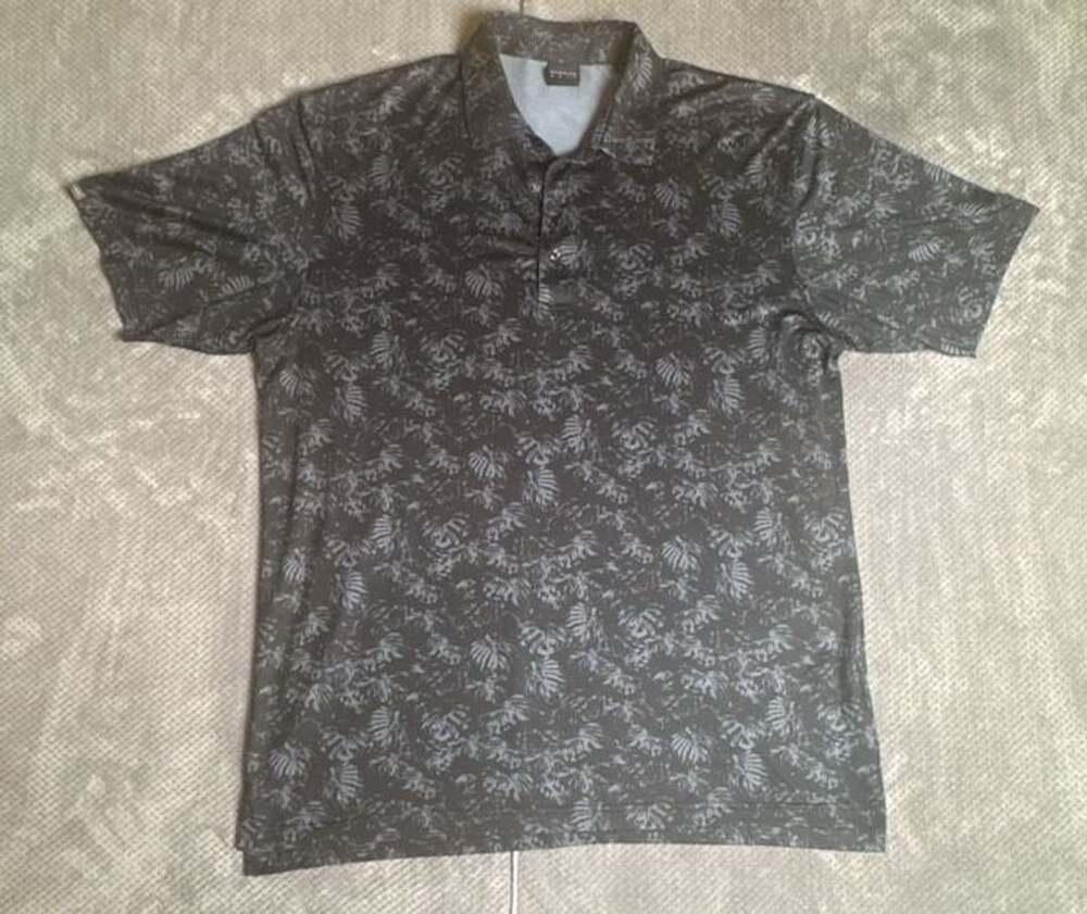 Dunning Golf Performance Polo Shirt Men's XL Black Tropical Leaf Print. 1211